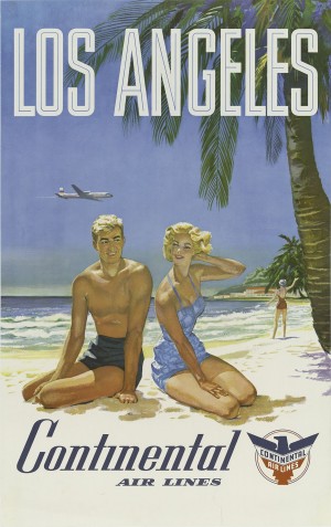 Continental Air Lines Los Angeles vintage poster